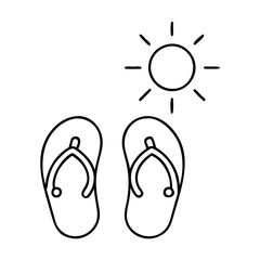 sun and flip flops icon, sun and flip flops line art - simple line art of sun and flip flops, perfect for sun and flip flops logos and icons