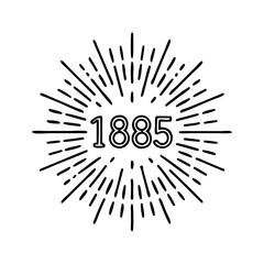 Obraz premium sunburst with 1865 text icon, sunburst with 1865 text line art - simple line art of sunburst with 1865 text, perfect for sunburst with 1865 text logos and icons