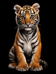 Small tiger, front view, sitting