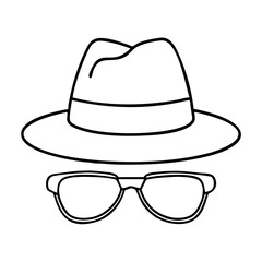 sunglasses on hat icon, sunglasses on hat line art - simple line art of sunglasses on hat, perfect for sunglasses on hat logos and icons