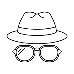 sunglasses on hat icon, sunglasses on hat line art - simple line art of sunglasses on hat, perfect for sunglasses on hat logos and icons
