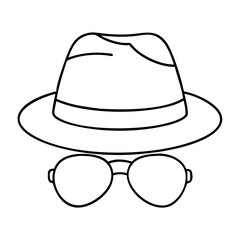 sunglasses on hat icon, sunglasses on hat line art - simple line art of sunglasses on hat, perfect for sunglasses on hat logos and icons