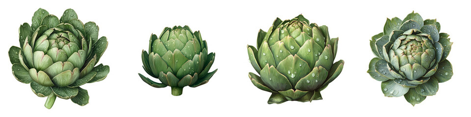 Obraz premium Assortment of fresh green artichokes