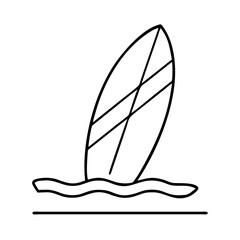 surfboard icon, surfboard line art - simple line art of surfboard, perfect for surfboard logos and icons