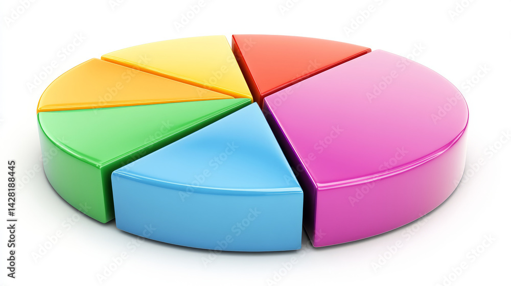 Aufkleber colorful pie chart representing various segments, ideal for illustrating data distribution and analy