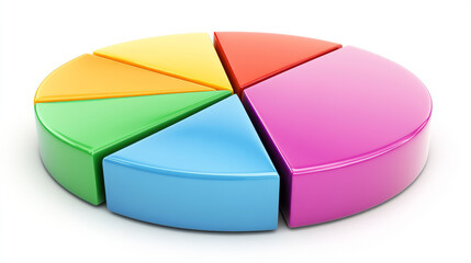 Fototapeta premium Colorful pie chart representing various segments, ideal for illustrating data distribution and analysis