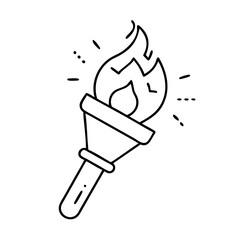 torch symbol icon, torch symbol line art - simple line art of torch symbol, perfect for torch symbol logos and icons