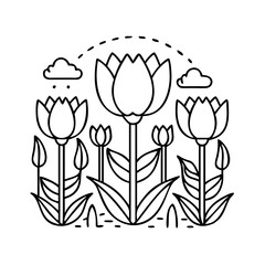 tulips in ottawa icon, tulips in ottawa line art - simple line art of tulips in ottawa, perfect for tulips in ottawa logos and icons
