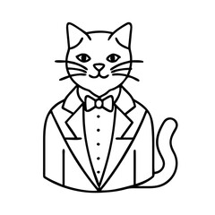 tuxedo cat icon, tuxedo cat line art - simple line art of tuxedo cat, perfect for tuxedo cat logos and icons