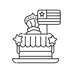 usa cake topper icon, usa cake topper line art - simple line art of usa cake topper, perfect for usa cake topper logos and icons