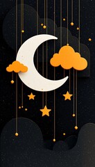 Night Sky Moon Clouds