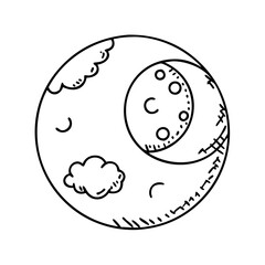 waning gibbous moon icon, waning gibbous moon line art - simple line art of waning gibbous moon, perfect for waning gibbous moon logos and icons