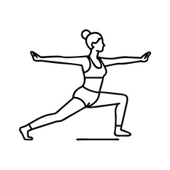 warrior ii pose icon, warrior ii pose line art - simple line art of warrior ii pose, perfect for warrior ii pose logos and icons