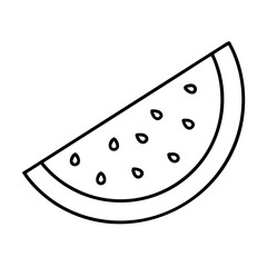 watermelon slice icon, watermelon slice line art - simple line art of watermelon slice, perfect for watermelon slice logos and icons