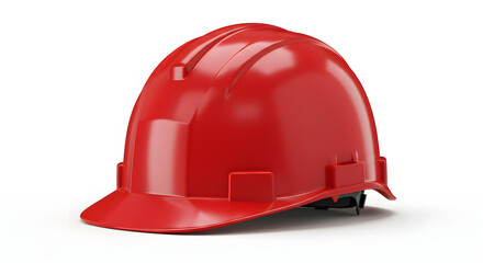 red construction helmet isolated on white background for worksite safety. generative ai