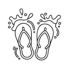 water splash with flip flops icon, water splash with flip flops line art - simple line art of water splash with flip flops, perfect for water splash with flip flops logos and icons