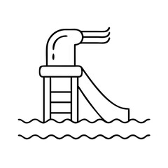 water slide icon, water slide line art - simple line art of water slide, perfect for water slide logos and icons