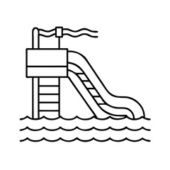 water slide icon, water slide line art - simple line art of water slide, perfect for water slide logos and icons