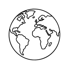 world map icon, world map line art - simple line art of world map, perfect for world map logos and icons