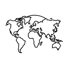 world map icon, world map line art - simple line art of world map, perfect for world map logos and icons