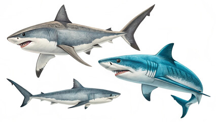 Shark Illustration on Plain White Background
