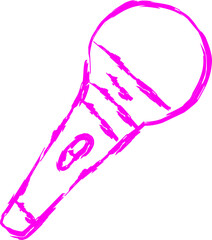 microphone icon in doodle style. purple line scribble icon