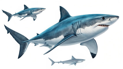 Obraz premium Ocean Shark Isolated on White 