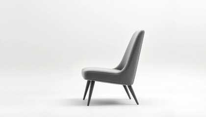 Fototapeta premium Grey Upholstered Armchair on White Background