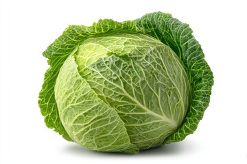 Savoy Cabbage Isolated on White Background