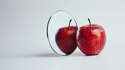 Reflective Illusion: Apple in Mirror on white background.PNG