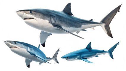 Fototapeta premium Realistic Shark with White Background 