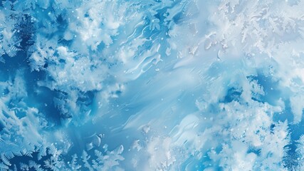 Obraz premium An abstract icy surface with blue hues and frosty patterns.
