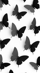 Fototapeta premium black butterflies on white background