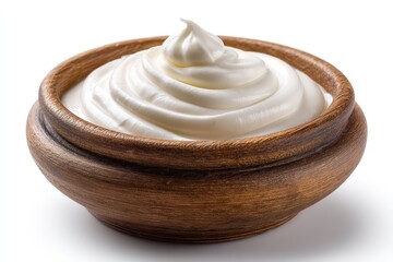 Whipped Cream in Wooden Bowl