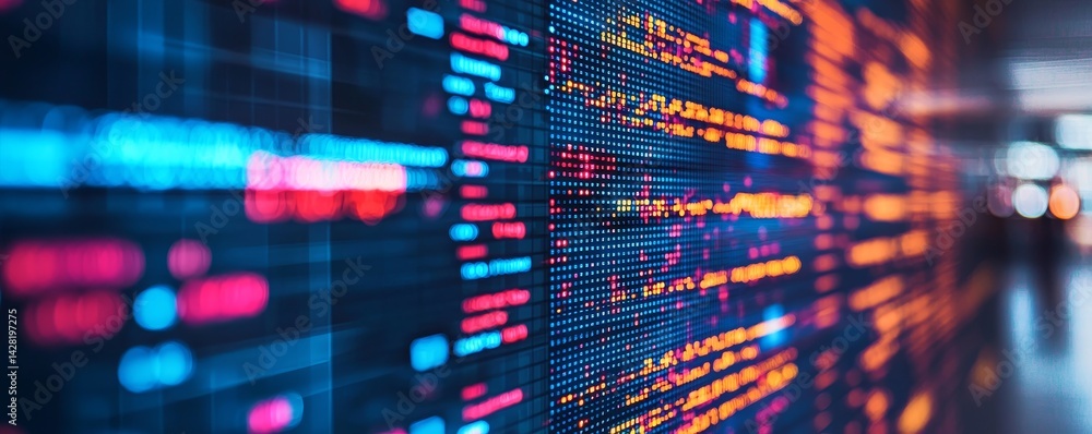 Poster abstract digital data visualization with vibrant colors.