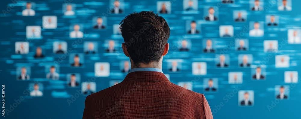 Poster professional networking visualization with diverse profiles displayed.