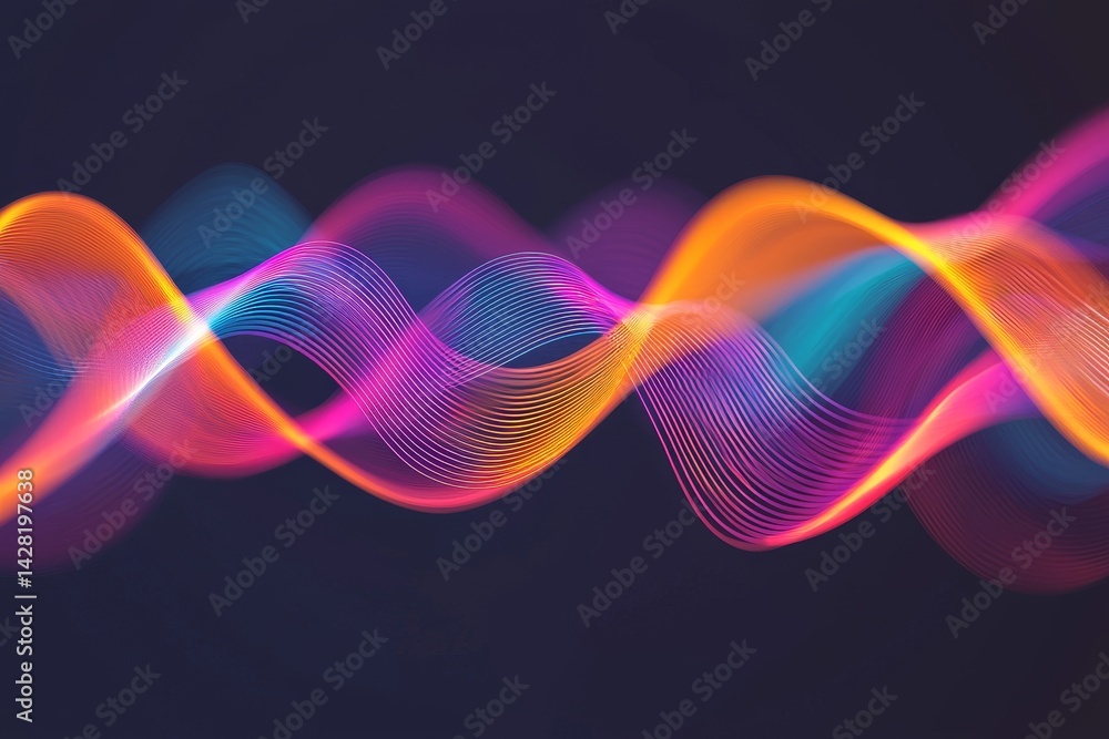Poster colorful abstract waves of light creating a dynamic visual effect.