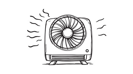 Fan Heater line art minimalist drawing for winter home comfort