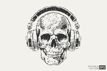 Skull Listening to Music