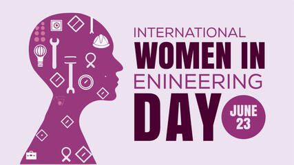 International Women in Engineering Day Banner poster Design Vector Template