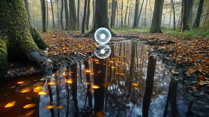 Mystical orb in autumn forest pool - Powered by Adobe