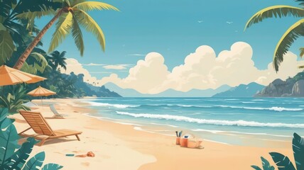 Obraz premium summer vacation postcard tropical beach background