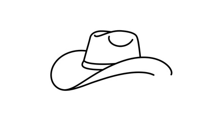 Cowboy Hat Simple Line Drawing Wild West Icon Illustration