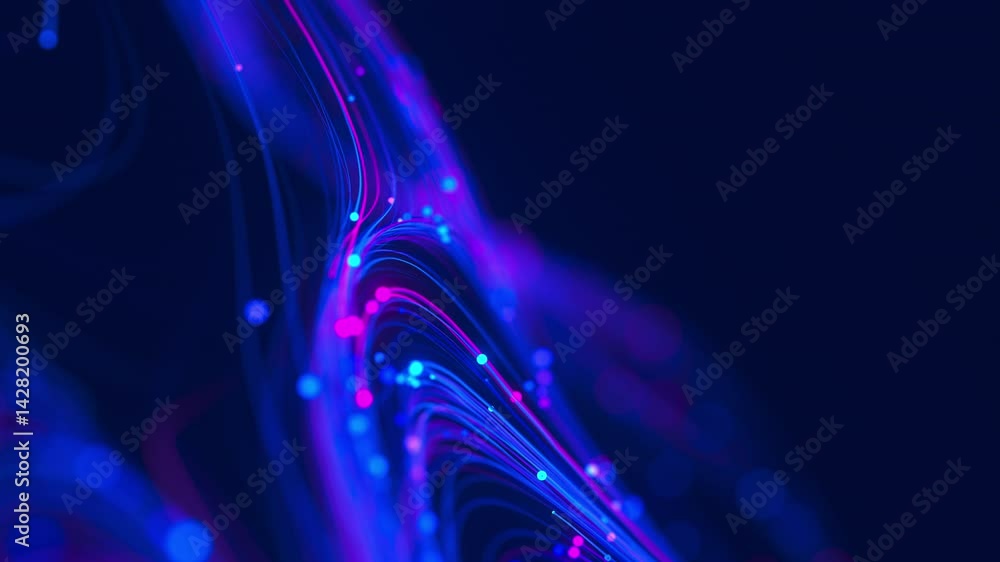 Poster closeup of big data swirl patterns in futuristic cyberspace. whirl flow of data in quantum digital n