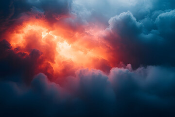 Fototapeta premium Dramatic Fiery Sunset Cloudscape for Inspirational Designs and Posters