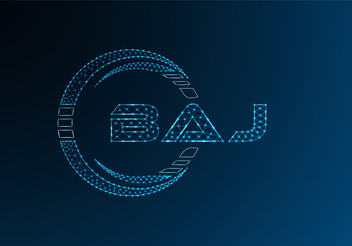 BAJ low poly letter logo vector design. BAJ lower poly logo design.