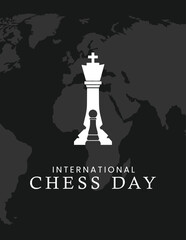 International Chess Day Poster Chessboard in July 20th Celebration
