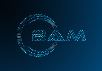 BAM low poly letter logo vector design. BAM lower poly logo design.