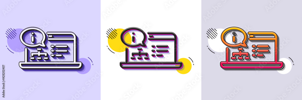 Poster online documentation line icon. halftone dotted pattern. gradient icon with grain shadow. technical 