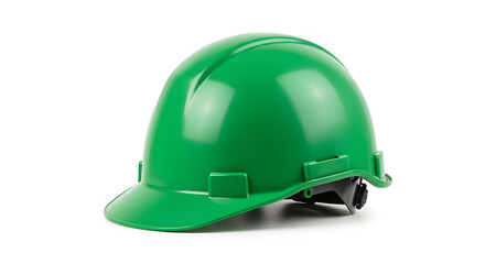 Fototapeta premium green construction helmet isolated on white background for safety gear. generative ai